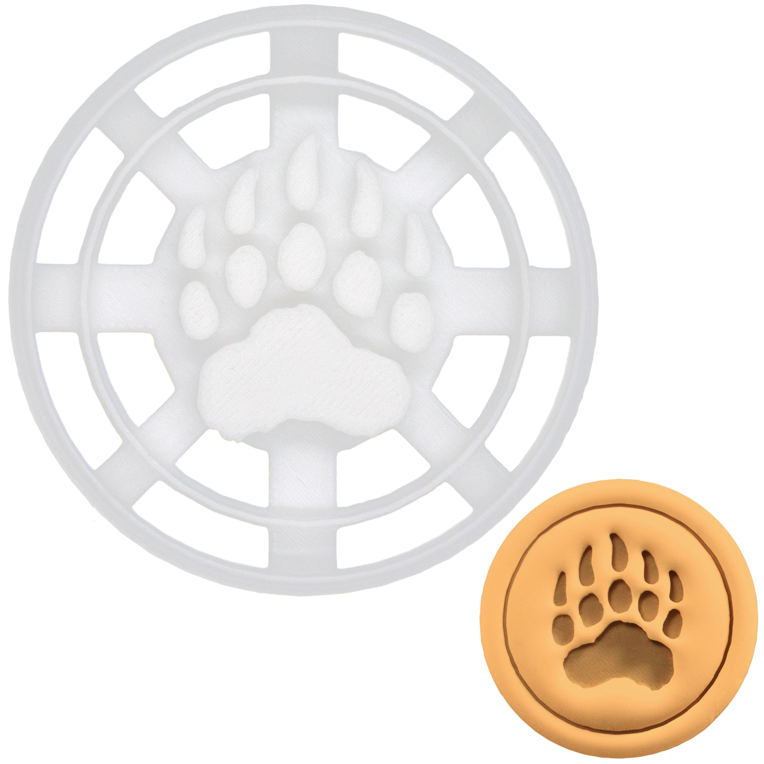 BAKERLOGY Bear Single Paw Print Cookie Cutter - Detailed Biscuit Cutter Design for Baking and Crafts, Ideal on Fondant, Dough, Clay