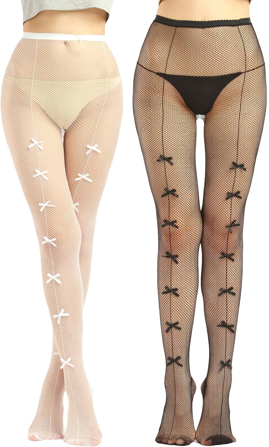 SOUTHRO Thigh High Stockings & Fishnet Tights with Bow, Cute Kawaii Socks | Soft Nylon, Velvet & Satin Bow Styles; Thigh High, Knee High or Footed Tights; for Coquette, Halloween, Cosplay & Date