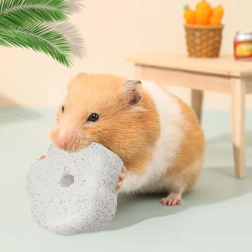 Miniatura 6 de Hamiledyi Bloques de lava de chinchilla, forma de flor, conejo, dientes de lava, piedra de molienda de conejo, juguetes para masticar, animales