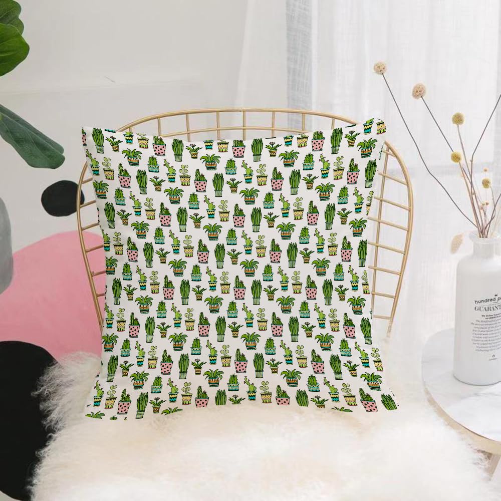 HYOSXW Cushion Cover,Throw Pillow Case Home Decorative for Living Room Bedroom Sofa Chair 16X16 Inch,Cactus Decor,Colorful Pretty Succulent Houseplants and Cactus,Pillowcase 40X40cm