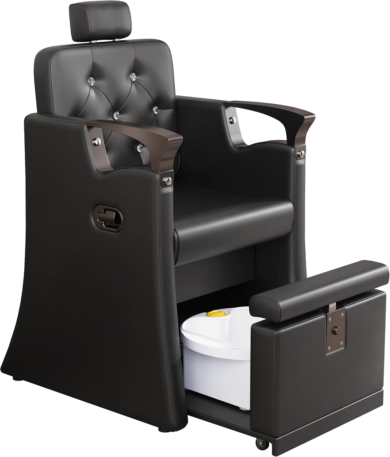 LOUVIXA Pedicure Station for Nail Tech, No Plumbing Pedicure Chair with Massage Pedicure Tub (Black-Black)