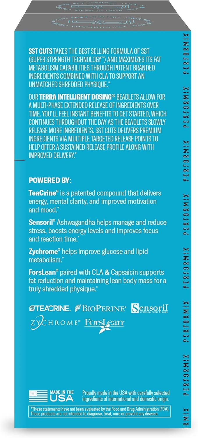PERFORMIX SST Cuts Super Suspension Thermogenic with CLA - 80 Capsules - Heightened Energy and Focus - Caffeine, Zychrome and Teacrine