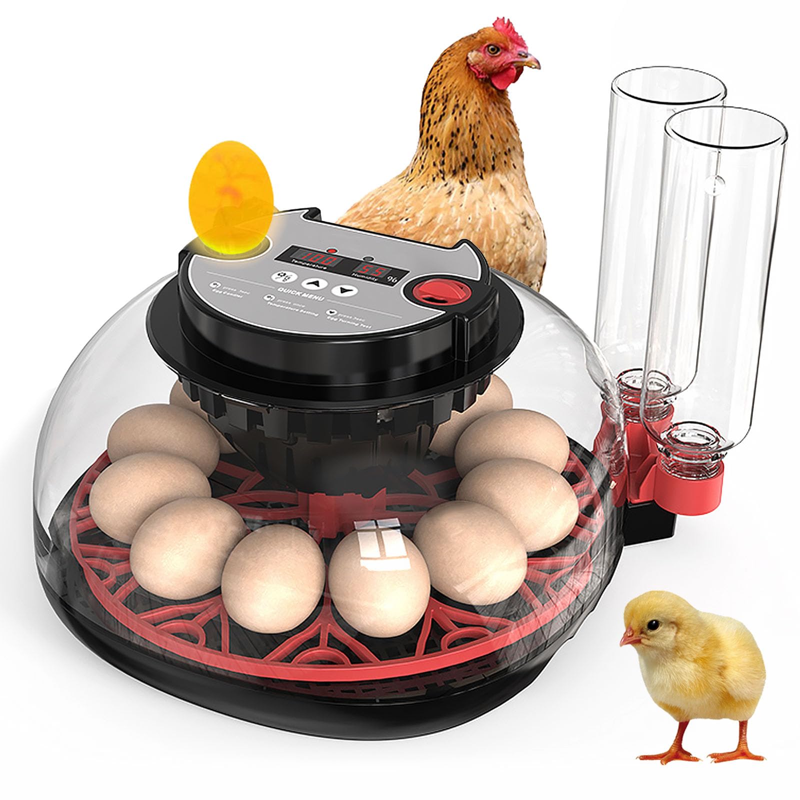 Svauoumu Eierbroedmachine voor pluimvee, automatische broedmachine met temperatuurregeling en vochtweergave voor kuikens, eenden, ganzen en kwartels