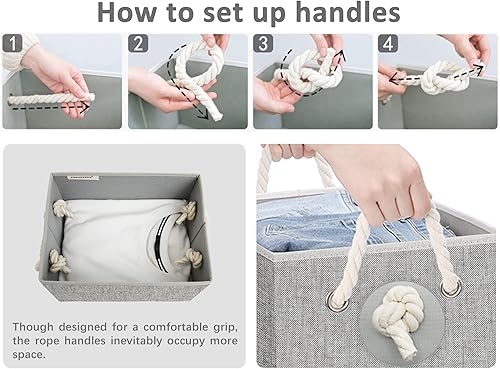 Miniatura 3 de StorageWorks - Cestas de almacenamiento para estantes, contenedores plegables de tela para armario con asas, cubos de almacenamiento de tela para