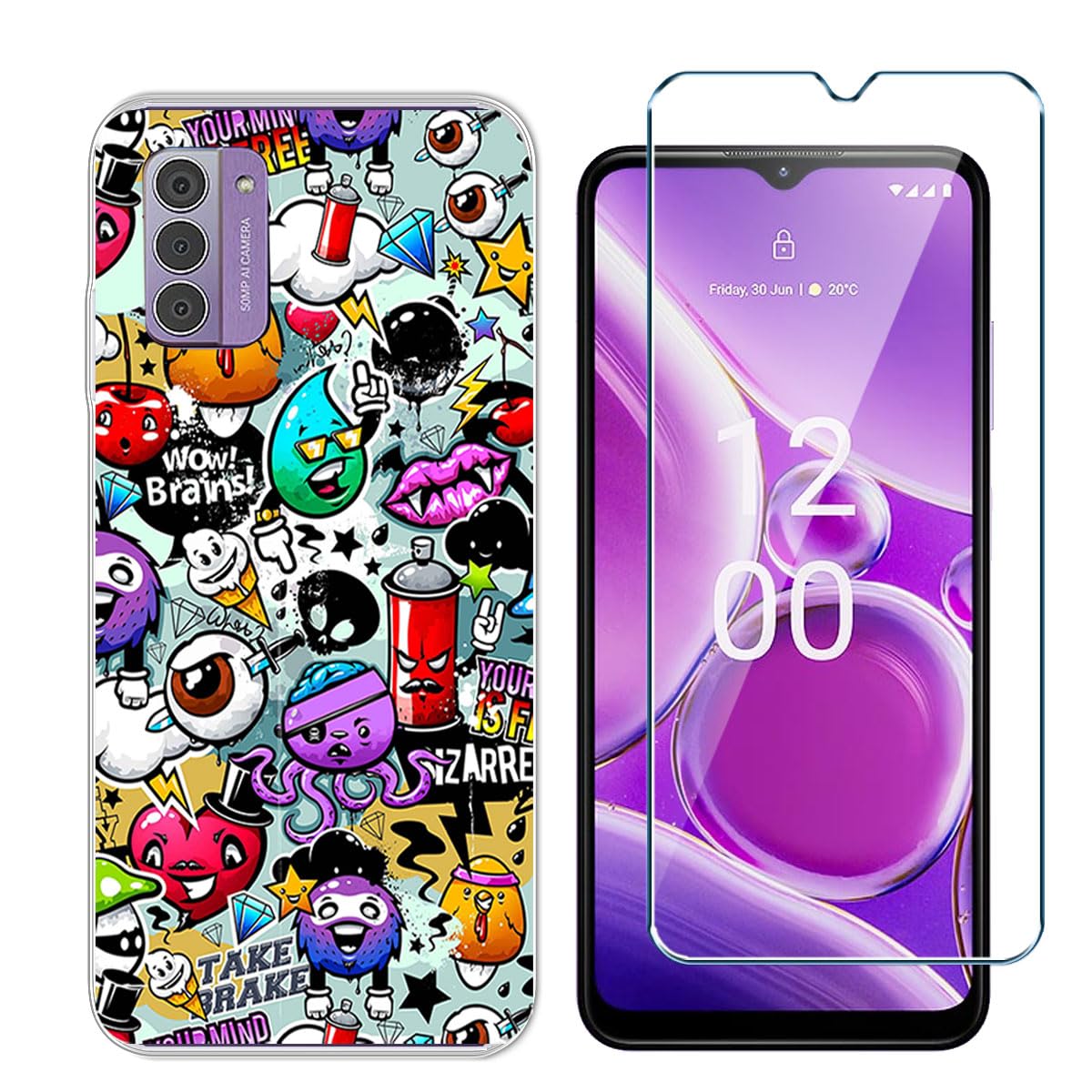 Slim Clear Case With Screen Protector For Nokia G42 5G - Shockproof Silicone Cover