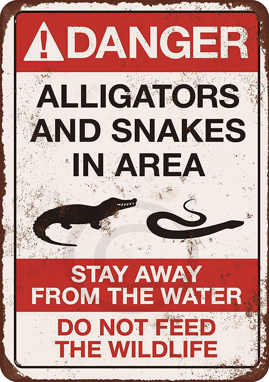 Rifosa A22 6"X8" Danger Alligators And Snakes Vintage Metal Sign