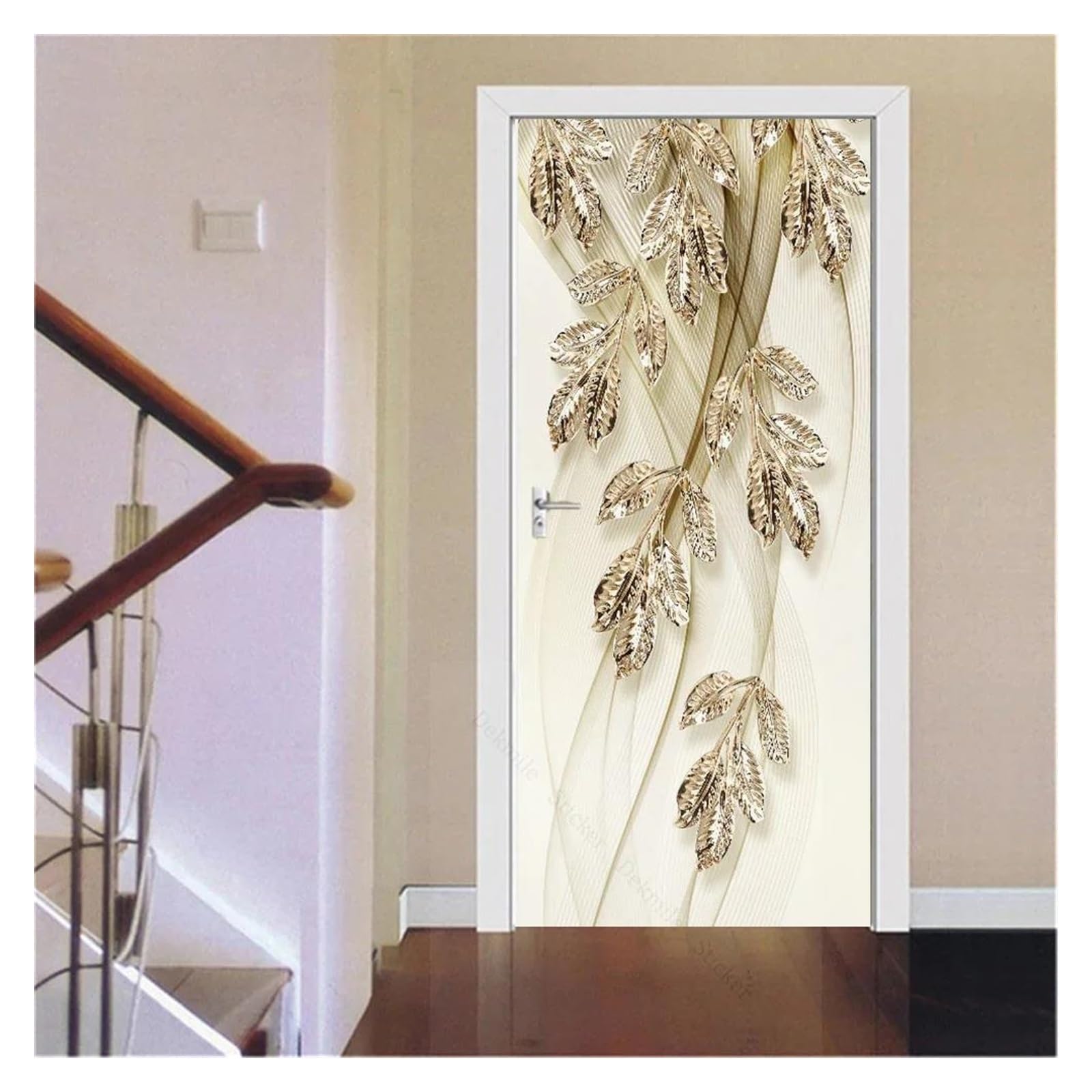 Sticker 3D porte fleurs abstraites or pour illuminer un salon contemporain