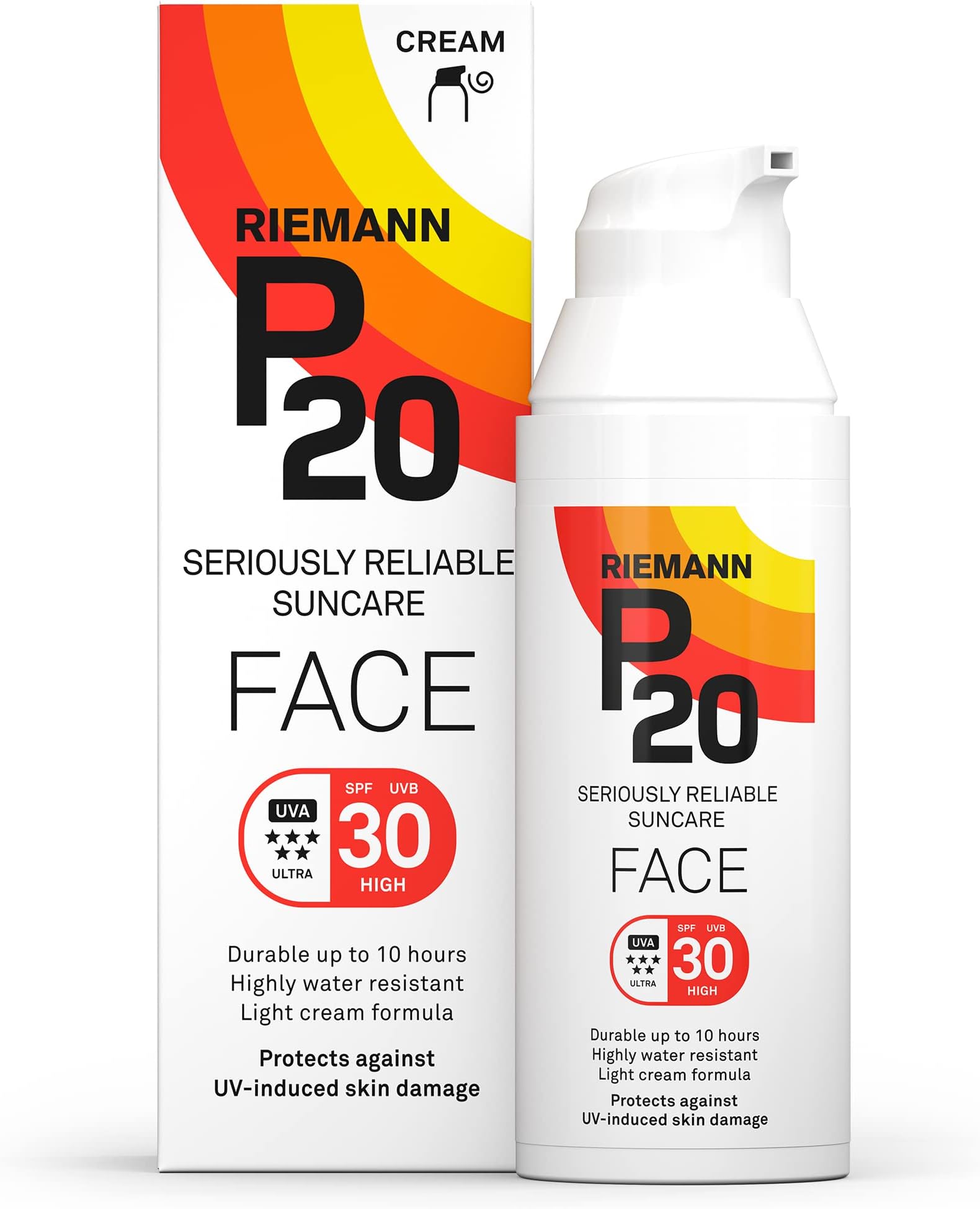 Riemann P20 Face Sun cream SPF30 50 g Long Lasting UVA and UVB Protection for up to 10 hours, Highly Water Resistant