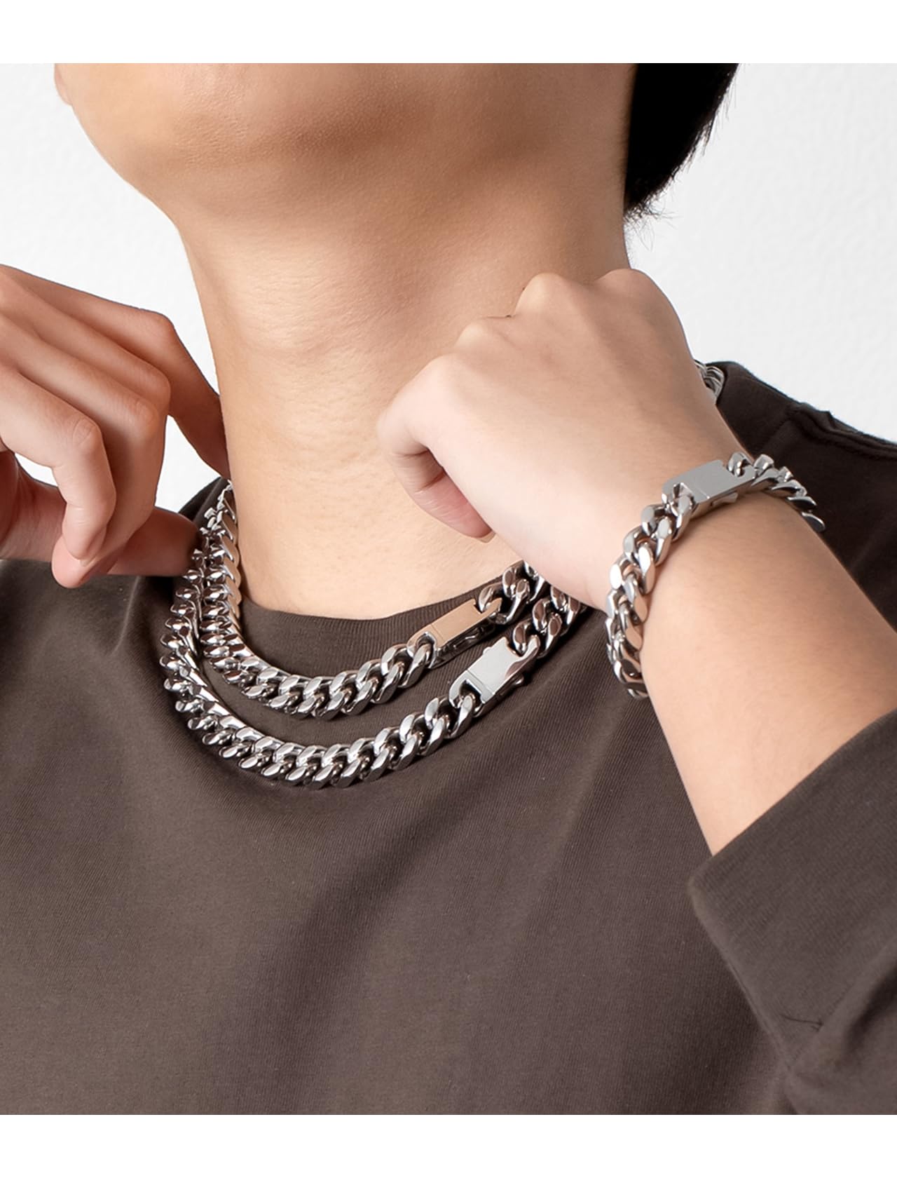 Collana Uomo Acciaio Inossidabile Sottile/Grosse 7/9/11/13 mm Collane Cubana Argento Chirurgico 316L Catena Donna Girocollo Catena Womo Inox Punk Hip Hop Rapper Catenina 45/50/55/60/70 cm