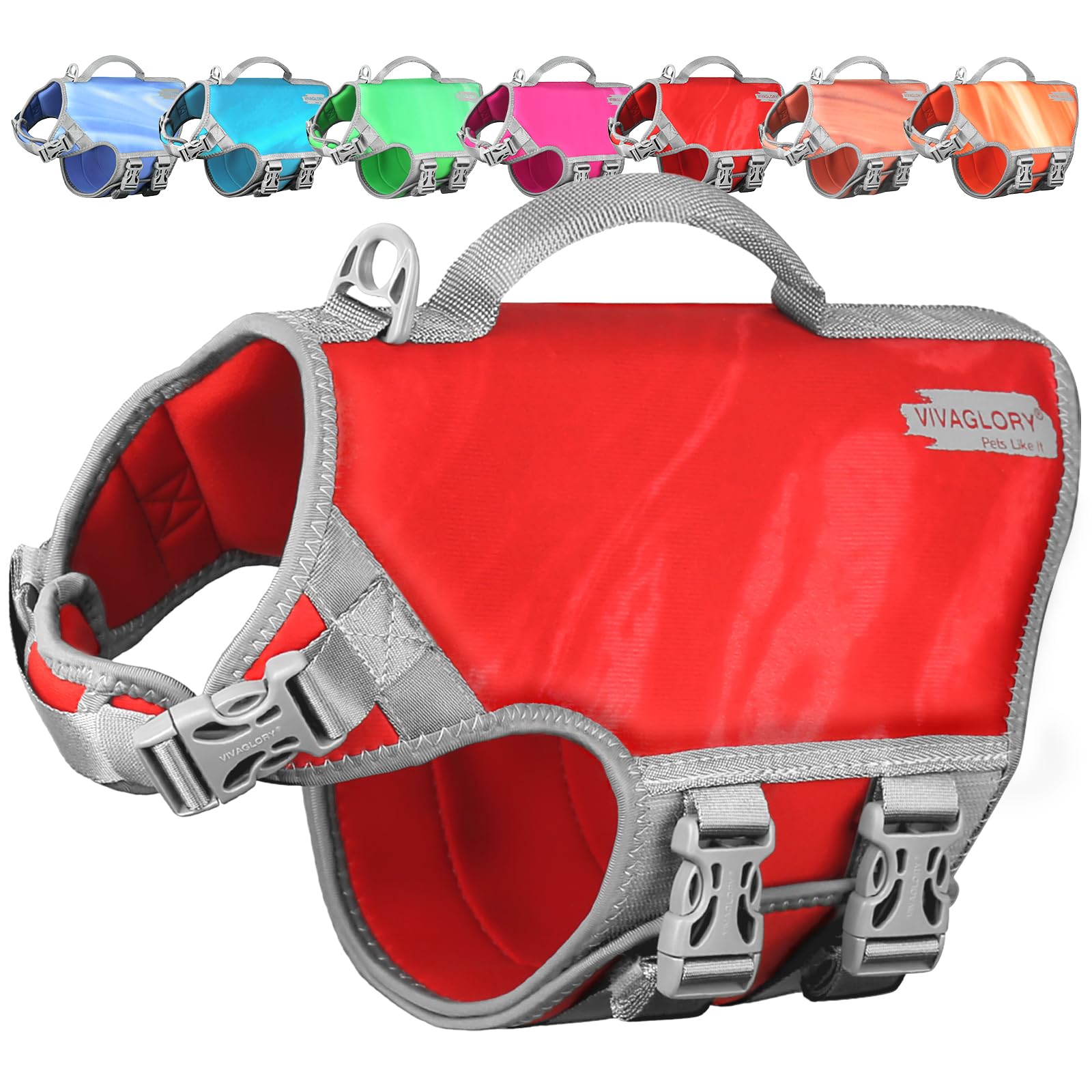 VIVAGLORY Hunde Schwimmweste Neoprene Hundeschwimmweste | Verstellbar & Auftrieb for Hunde, Schwimmweste Hundeweste Schwimmen Rettungswesten zum Schwimmen