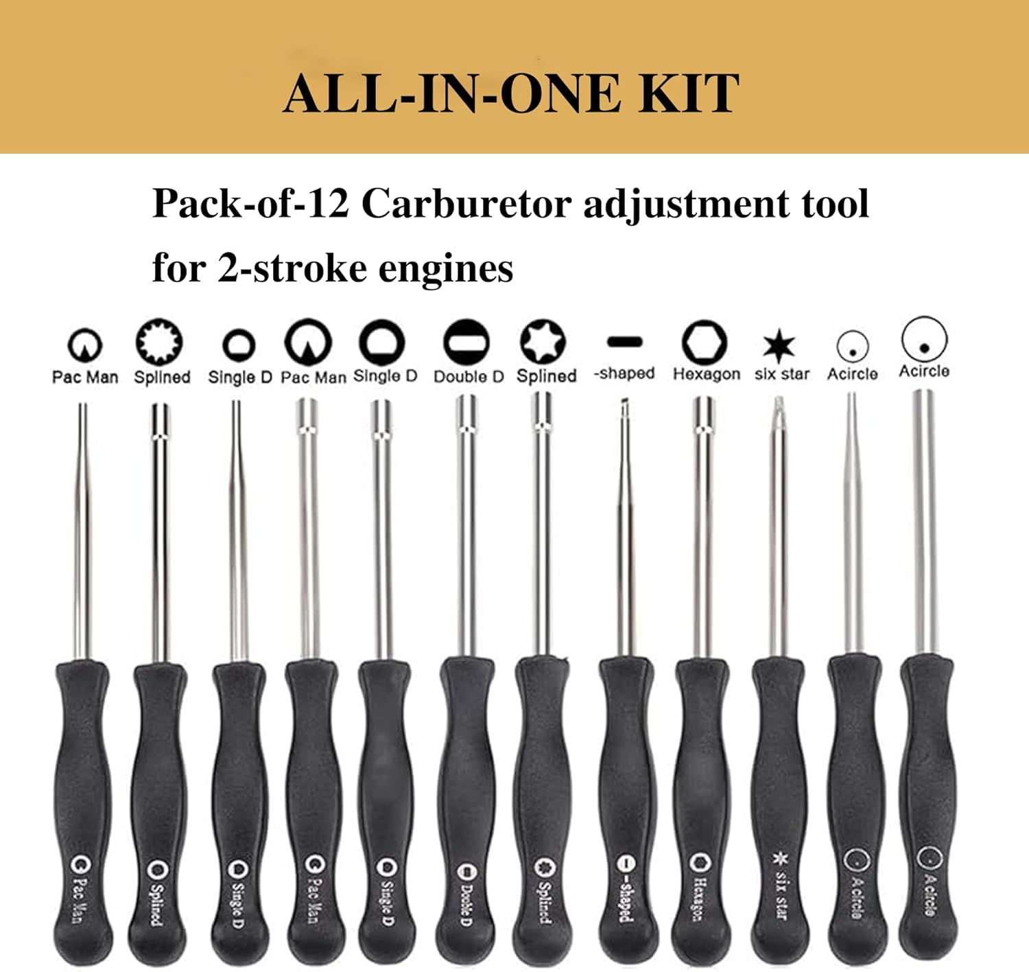12pcs Carburetor Adjustment Tool Kit for Stihl Poulan Husqvarna Echo Trimmer Weedeater Chainsaw Carburetor. Screwdriver set for a Circle 2-Cycle Small Engine Outdoor Powertool Parts&Accessories