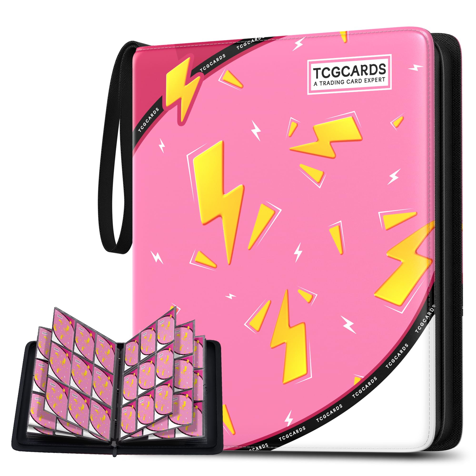 Card Binder for Pokemon Cards, 9 Pocket Trading Card Binder Holds 900 Cards with 50 Removable Sleeves, 3 Ring Zipper Card Holder Album Book Case for TCG, MTG, Sports Cards Collection, Boys Girls