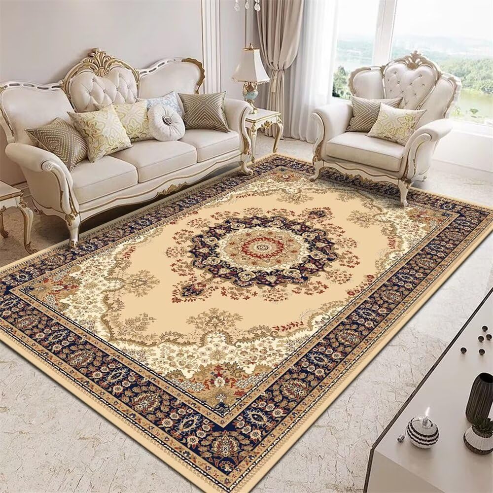 Tapis de salon jaune lavable pour protéger vos sols passants