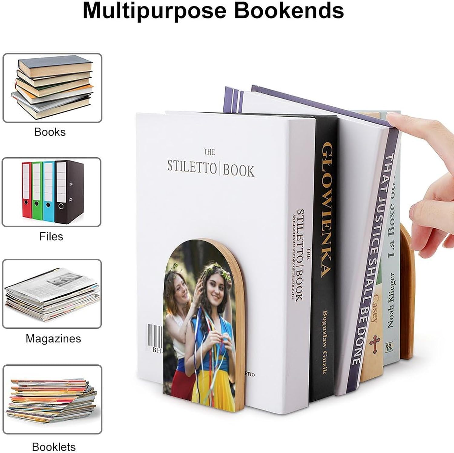Customized Wood Book Ends Add Your Design 2 Pack Personalized Bookends Decor with Picture Logo Text Image Custom Book Stand Book Holders for Office Home School, 3.1x5 Inch
