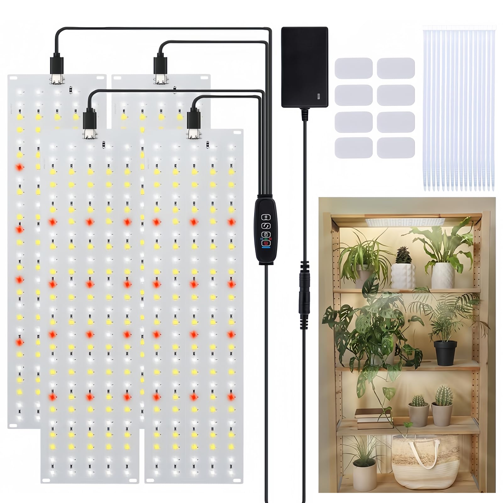 Joyan 4 Pièces Lampe de Plante LED Lampe de Culture LED à Spectre Complet Lampe Horticole avec Minuterie 3/9/12H, 10 types de Luminosité pour les Plantes d'Intérieur