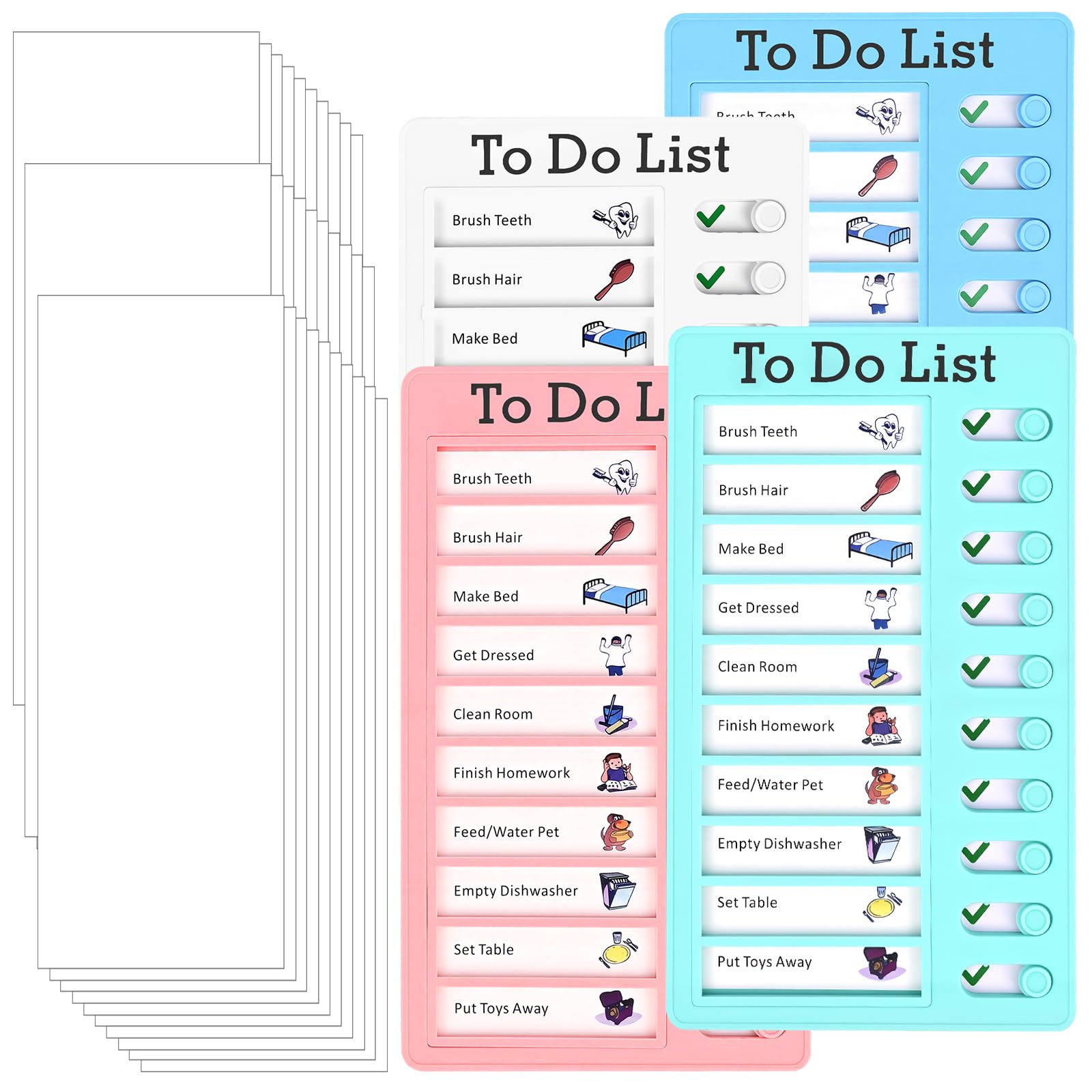 Tableau Routine Enfant 4 Pièces To Do List avec 30 Feuilles de Papier Vierge