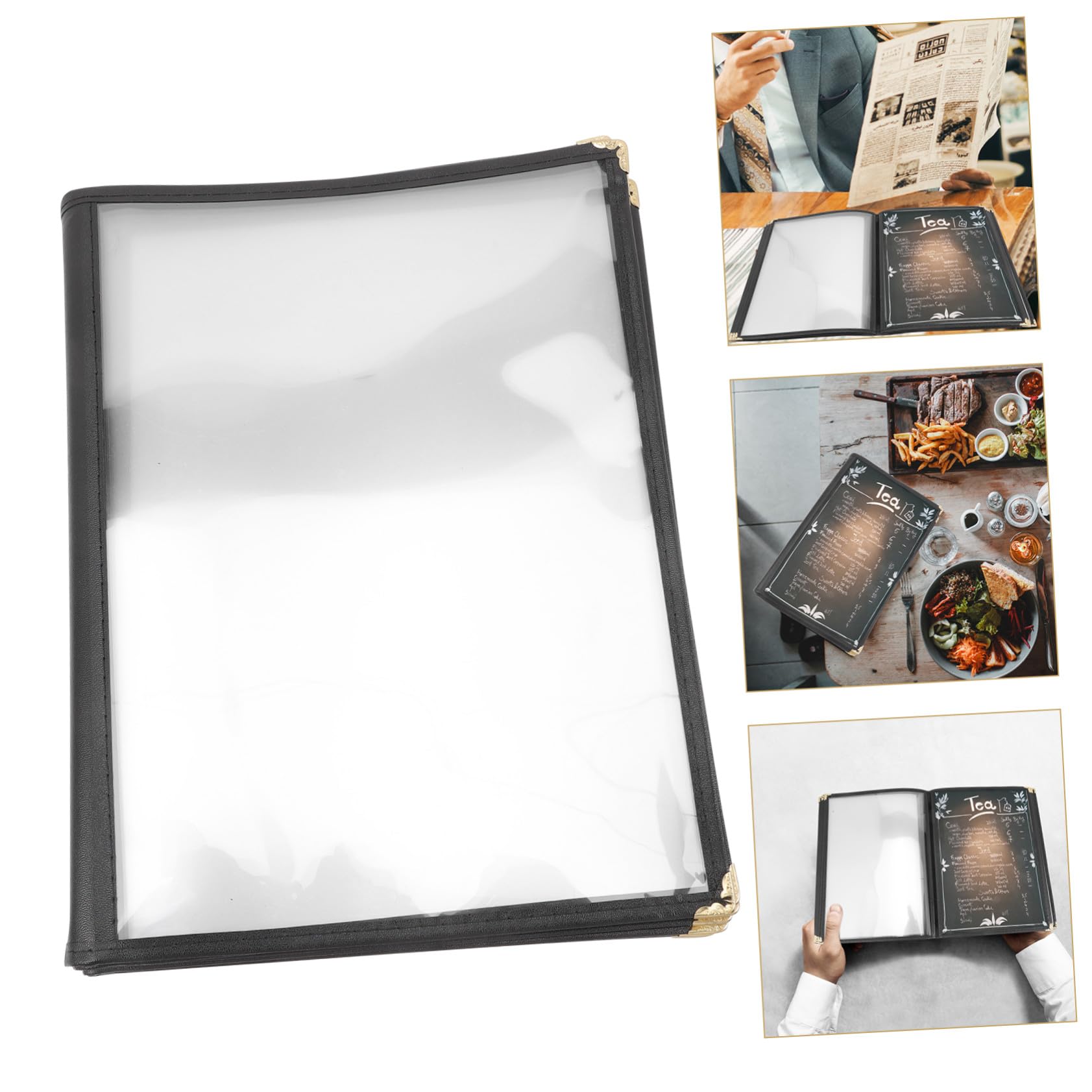 de Menú PVC Transparente Resistente al Agua y Aceite Carpeta Portamenús Reutilizable para Restaurantes Marcado para