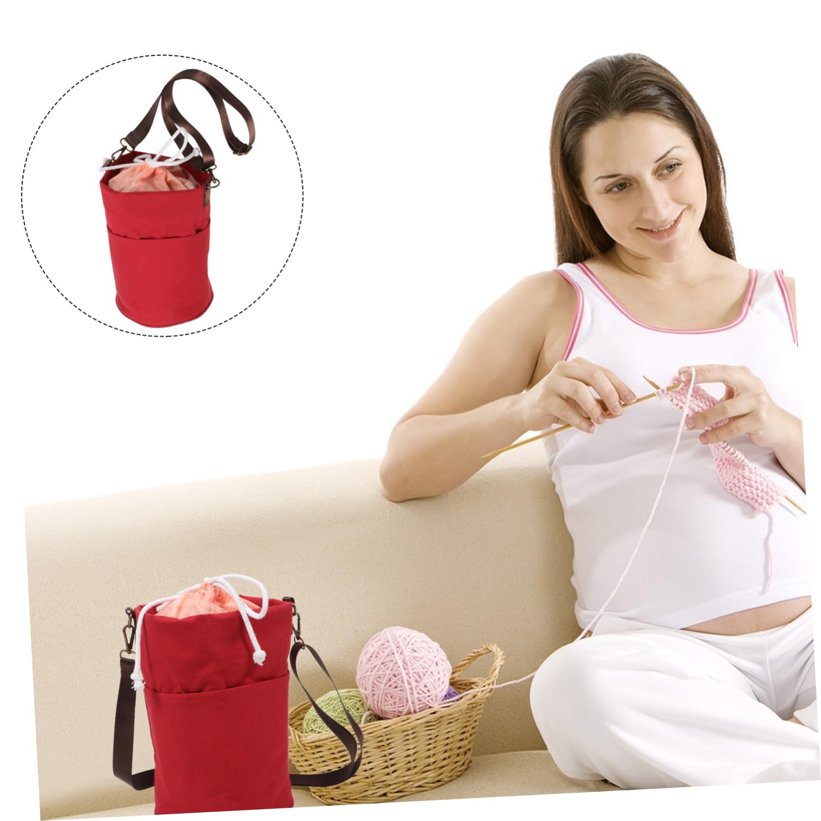 jojofuny 4 Teiliges Strickset Häkelset Tasche Zum Tragen Für Große Aufbewahrung Von Nähzubehör Der Halter Für Erwachsene Einfacher Organizer Garnhandwerk Häkeltasche Rotes Metall