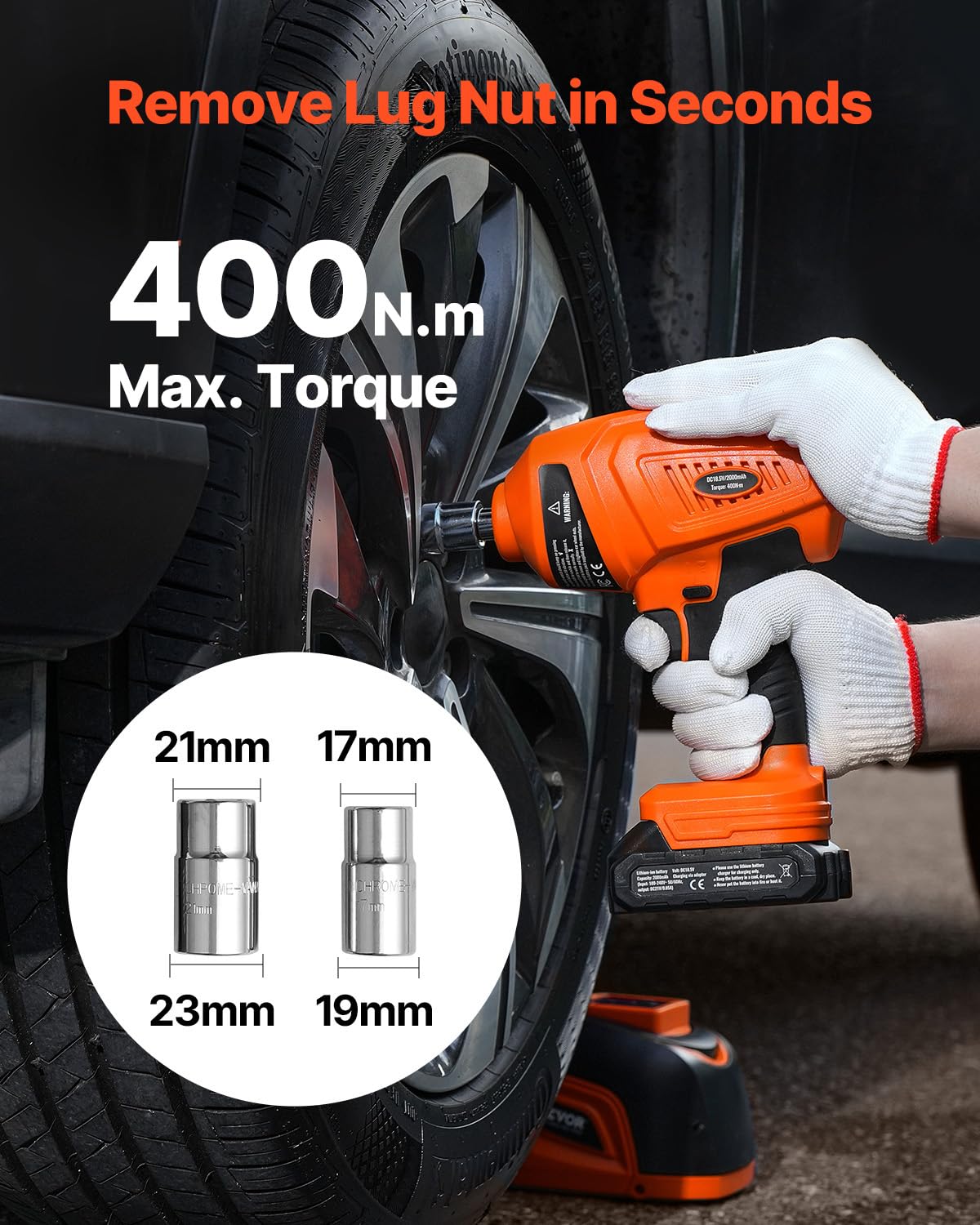 VEVOR Cric Électrique pour Voitures 5 T, Cric de Levage avec Clé à Chocs Électrique, Outil Démonte-Pneu Portable avec Lumière LED et Télécommande, pour Dépannage Routière SUV Berline Garage Atelier