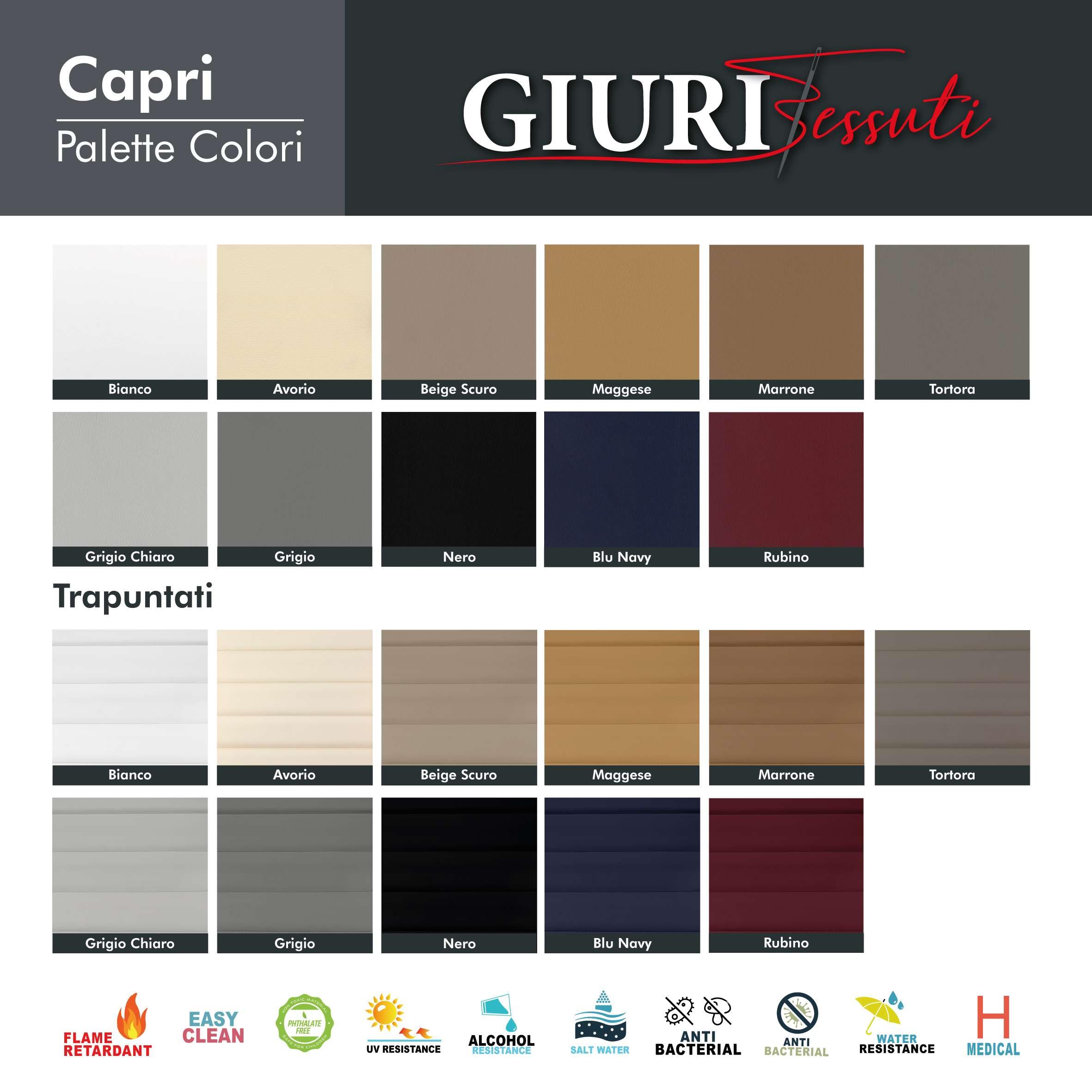 GIURI TESSUTI - CAPRI, Tessuto Contract in Ecopelle Nautica, Ignifugo, Anti-UV, Antibatterico, Impermeabile - per Tappezzeria d'Interni, Esterni, Barche, Auto, Moto (3 MT, BIANCO)