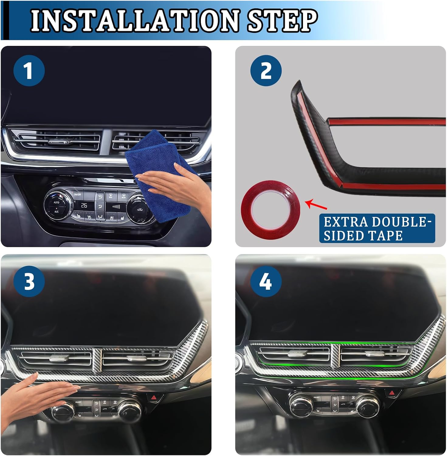 Auto Middle Air Condition Vent Outlet Cover Anti Scratch Center Air Vent Trim Decorative Interior Accessories Kit ABS Material Imitation Carbon Fiber Pattern for Chevrolet Trax 2023 2024 2025