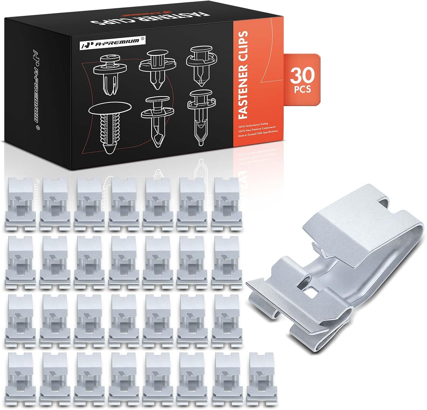 A-Premium Metal Radiator Grille Retainer Clips Push Pin Fasteners Compatible with Chevy Silverado 1500/2500/3500, Tahoe, Blazer, GMC Sierra 1500/2500/3500, Yukon & More, 30 PCS (5.3 oz)