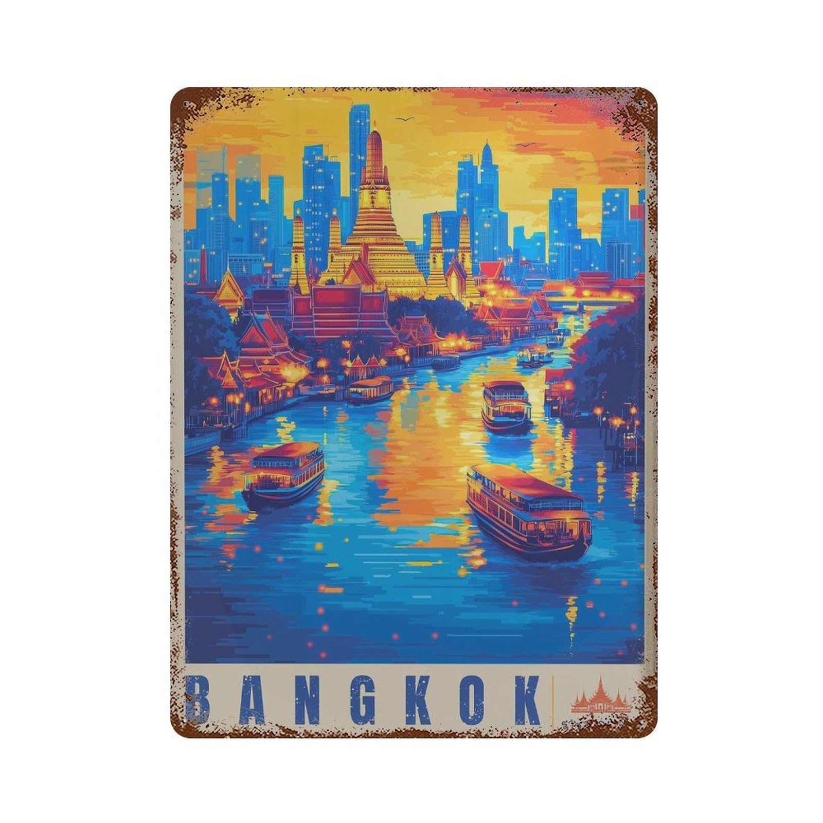 xiaoxiaoshen Bangkok Travel Wat Arun Temple Thailand (2) Wall Decor Art Metal Tin Poster Modern Home Decor Art Home Bar Shop Decorations Vintage Sign 40x30cm