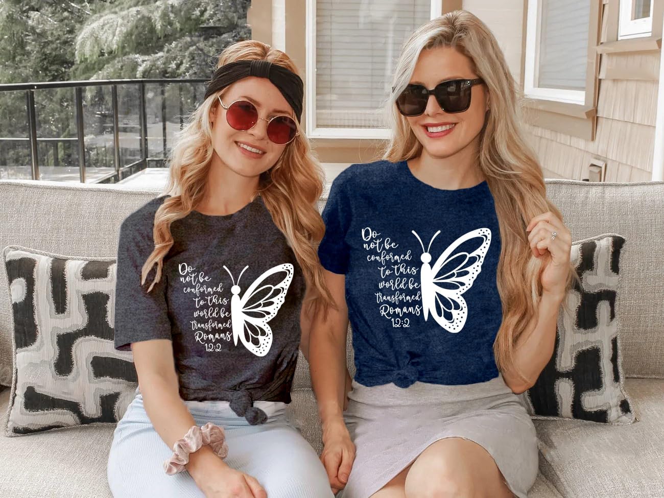 Christian Shirt for Women Christian Butterfly Print T-Shirt Bible Verse Faith-Based Tee Tops - Image 4