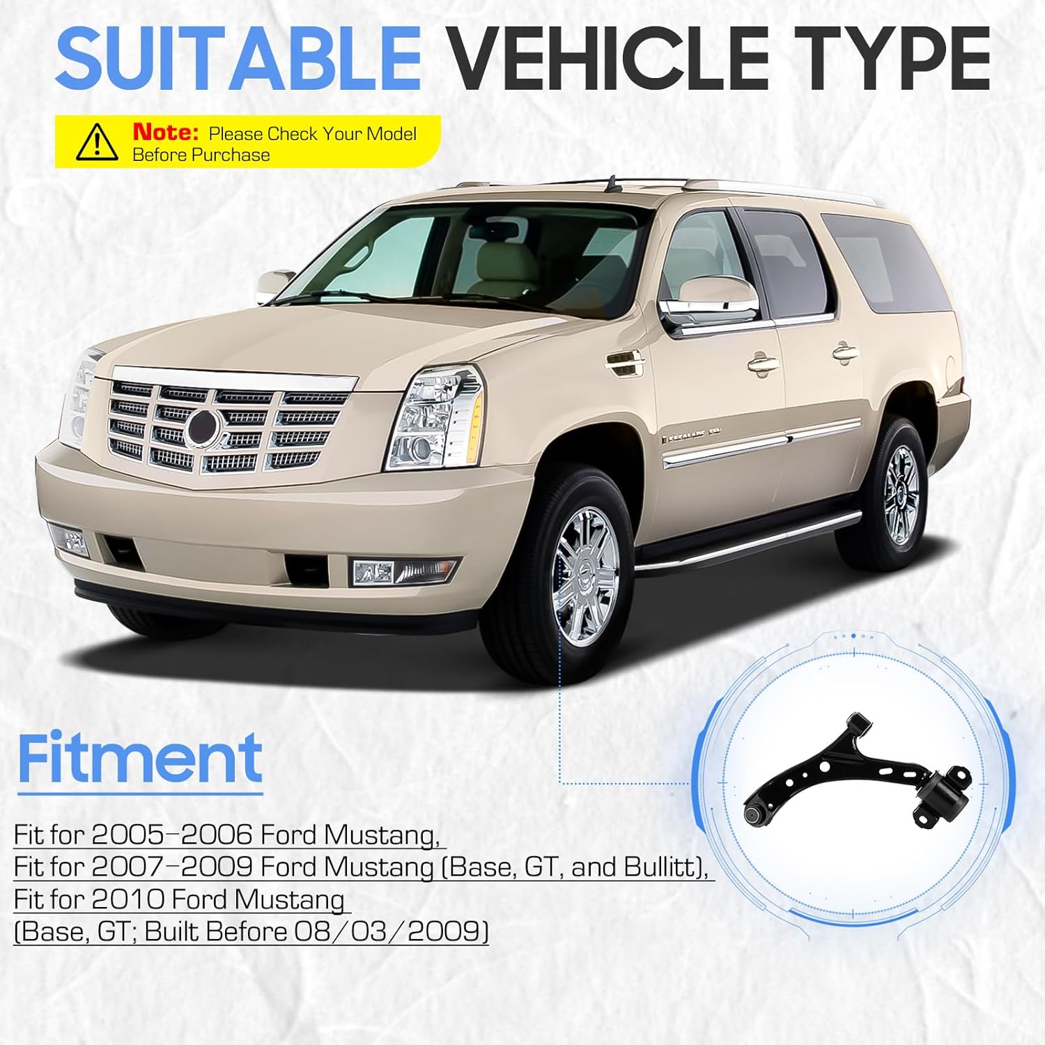 Front Lower Left & Right Control Arms w/Ball Joints Replacement Suspension Kit for 2005-2010 Ford Mustang K80727 K80726 (2PCs)