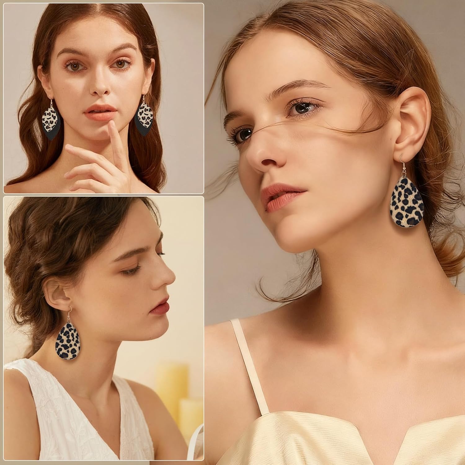 4 PCS Leopard Print Earrings, Faux Leather Cheetah Earrings, Lightweight PU Animal Print Earring Jewelry for Women Weddings, Parties, Ceremonies, Banquets, Gifts - Image 7