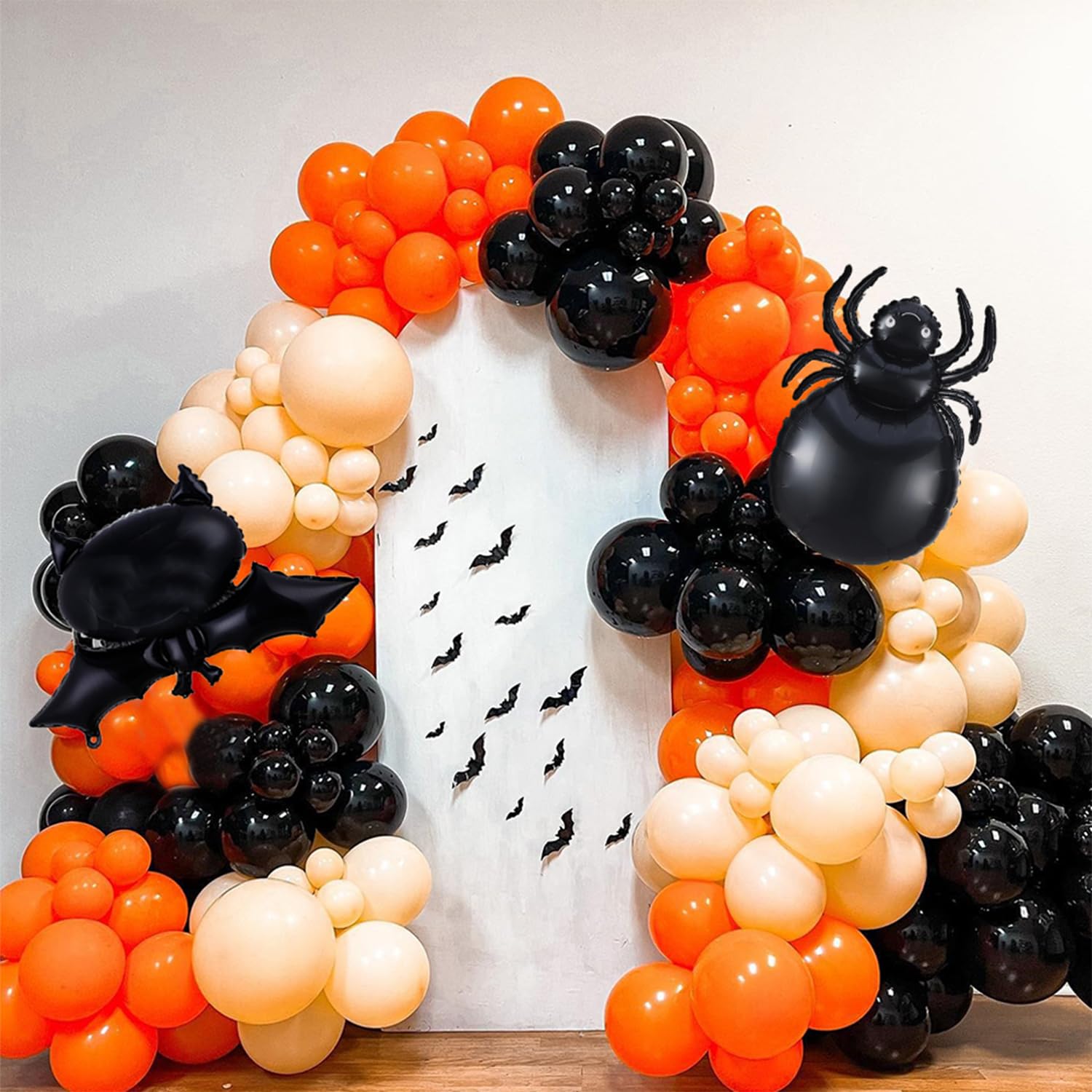 162-Piece Halloween Balloon Garland Kit - Spider Ghost Bat Foil Balloons & Latex Balloons