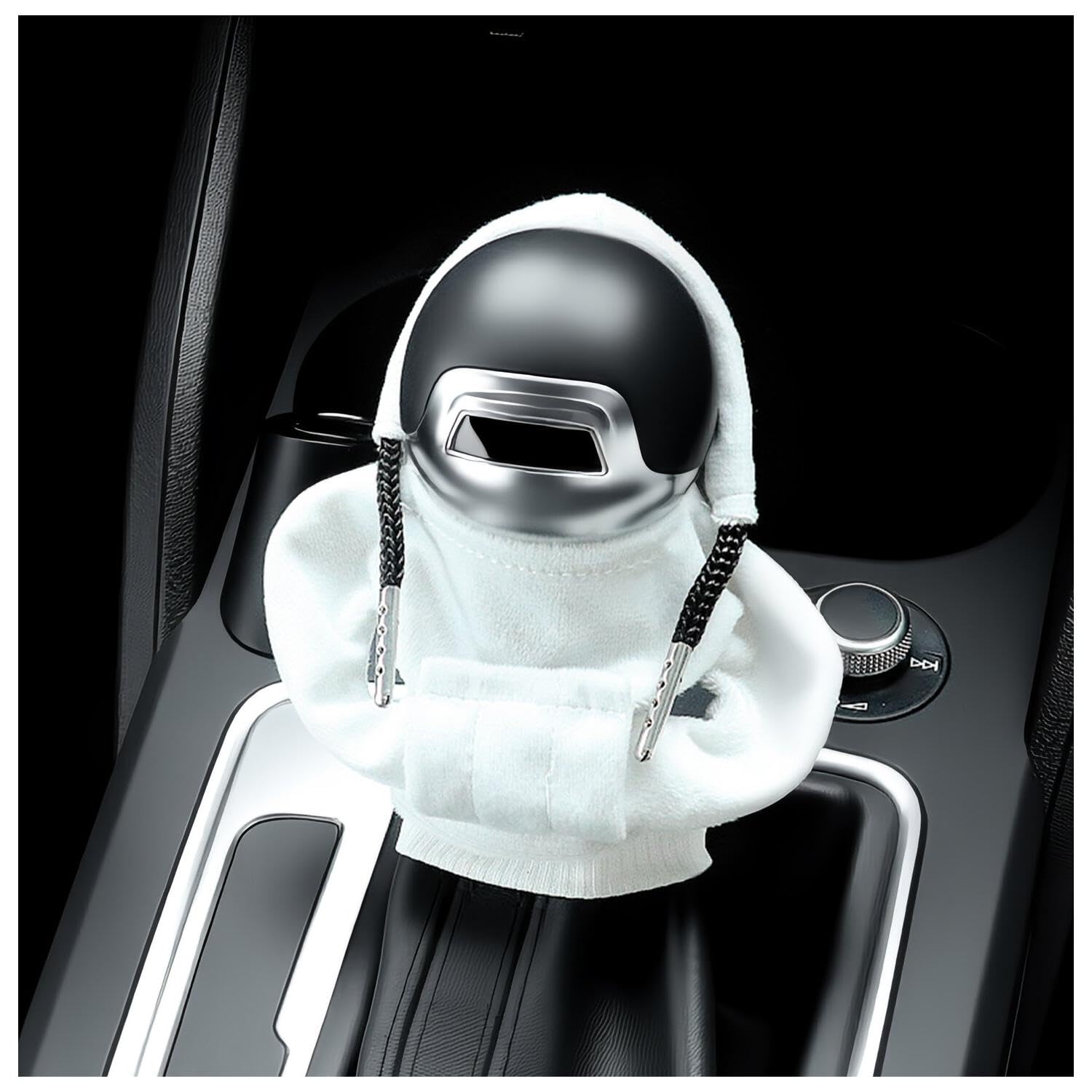 OFBAND Funny Car Gear Shift Cover,Cute Car Gear Shift Hoodie as Christmas Cars Decorations,Universal Soft Shifts Knob Cover Protects from Wear &amp; Dust (White)