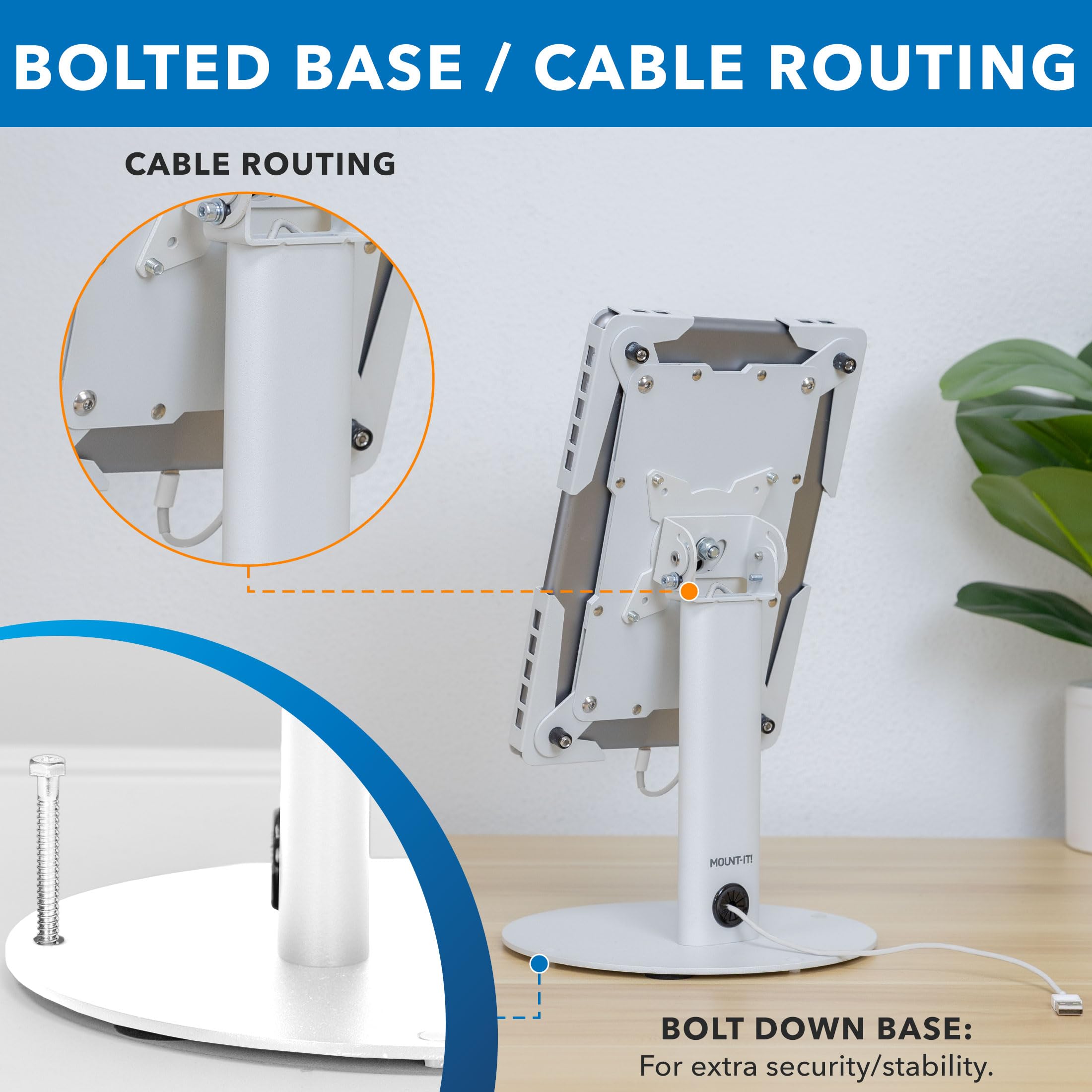 Mount-It! Soporte universal para tablet con inclinación, antirrobo, soporte para iPad POS, se adapta a tabletas de pantalla de 9.7 a 13 pulgadas, rotación de 90° para visualización vertical y