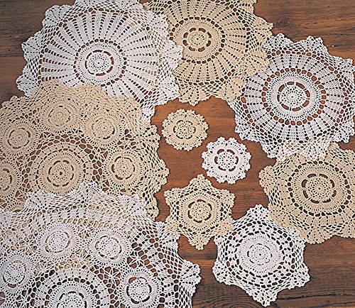 Fennco Styles Handmade Crochet Lace Centerpiece Cotton Doilies, 24-inch Round (1-Pack, White)