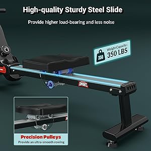 Wenoker Rowing Machine for Home, Magnetic Rower Machine, 350 LB Weight Capacity, 16-Level Silent Resistance Row Machine for Gym Exercise Full-Body Workout Compact Rower with LCD Monitor Tablet Holder