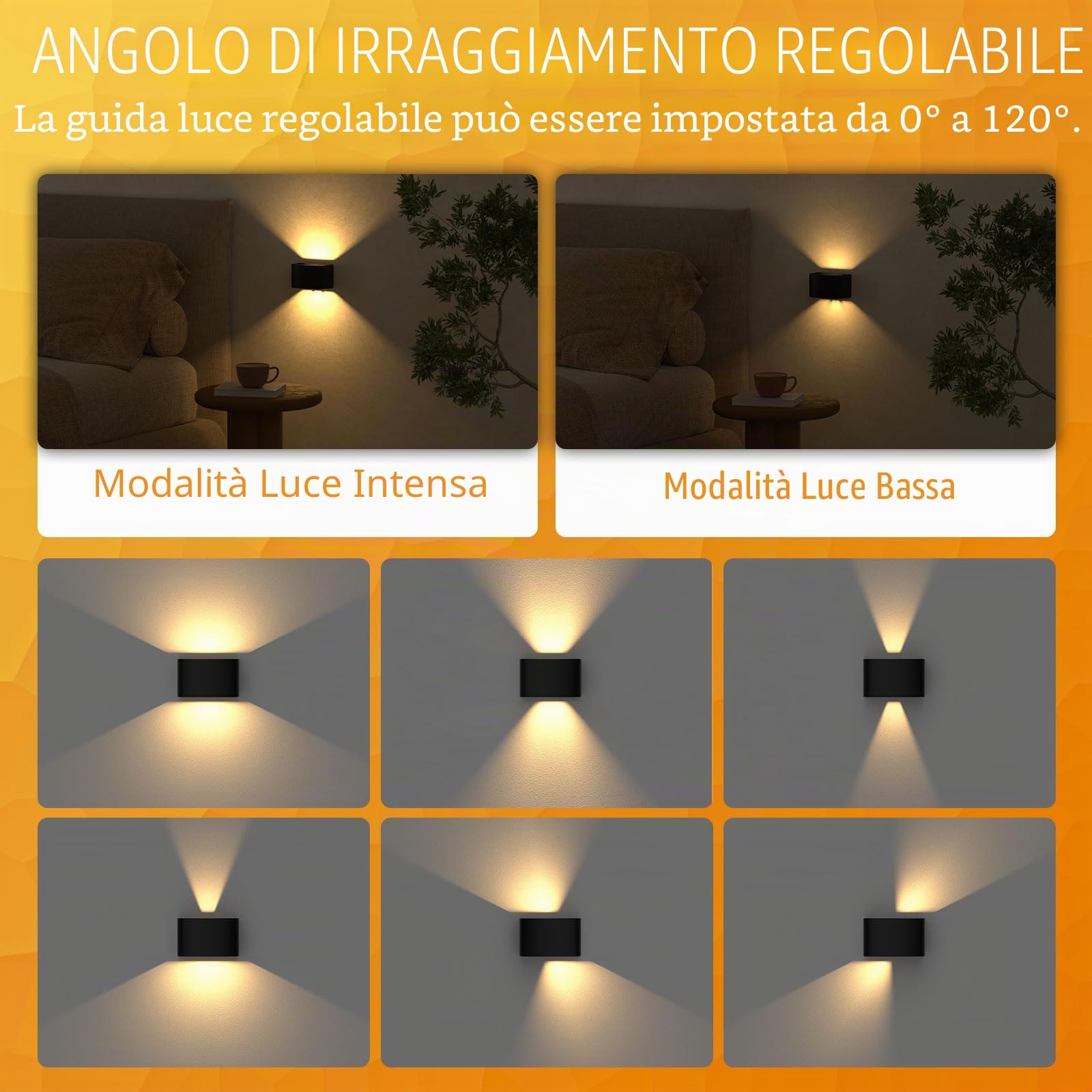 T-SUN Lampada da Parete con Sensore di Movimento Ricaricabile, Nero Applique da Parete Wireless con Telecomando, 3000K Bianco Caldo Luce da Parete per Interni/Esterni - 2 Pezzi
