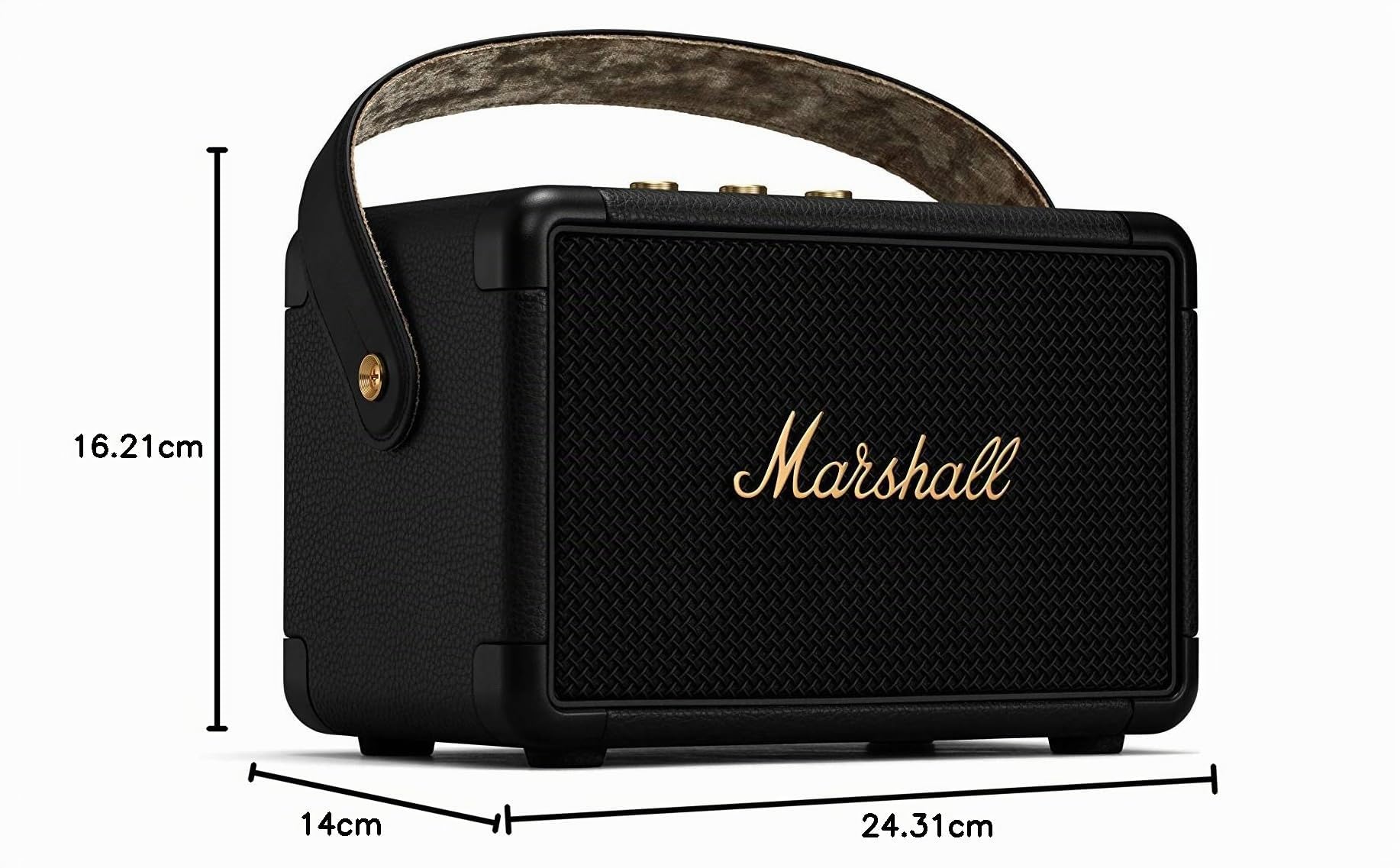 Marshall Kilburn II Bluetooth Altoparlante Portatile, Senza fili Casse, Impermeabilità IPX2, 20 ore riproduzione, Nero e ottone