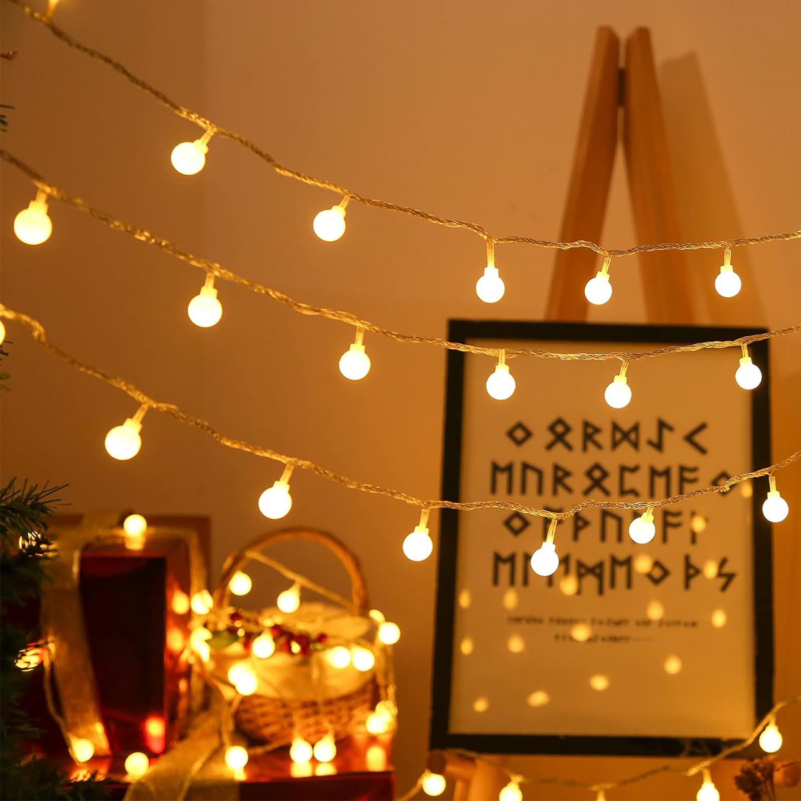 Globe Fairy Lights, 15M 100 LED Globe String Lights, USB or Battery Powered, Copper Wire Light & Waterproof Outdoor Christmas Lights for Indoor Outdoor Lighting, Christmas, Gazebo, Garden, Party