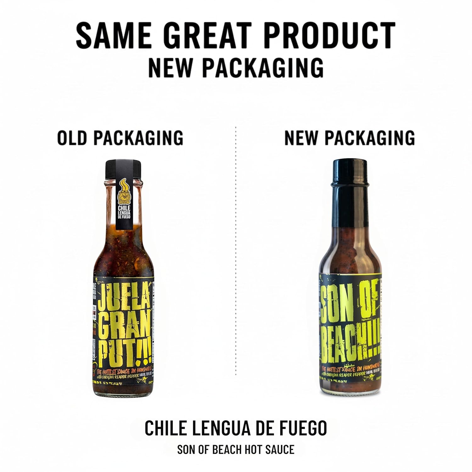Hot Sauce | Chile Lengua de Fuego (Pack of 3, Son of Beach!) - 10/10 Heat Challenge Sauce, Insanely Hot, Gourmet Latin-American Fire, Small-Batch Trio