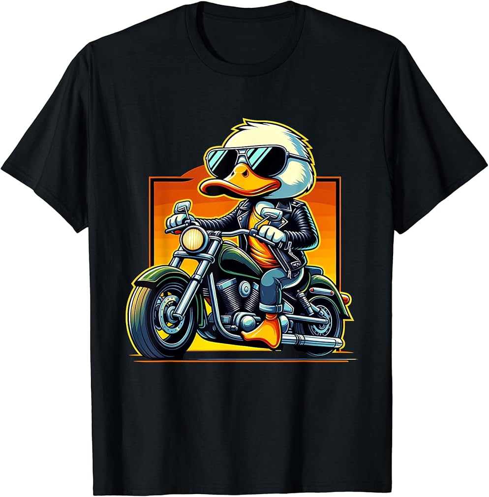 Biker Duck Riding Motorbike T-Shirt