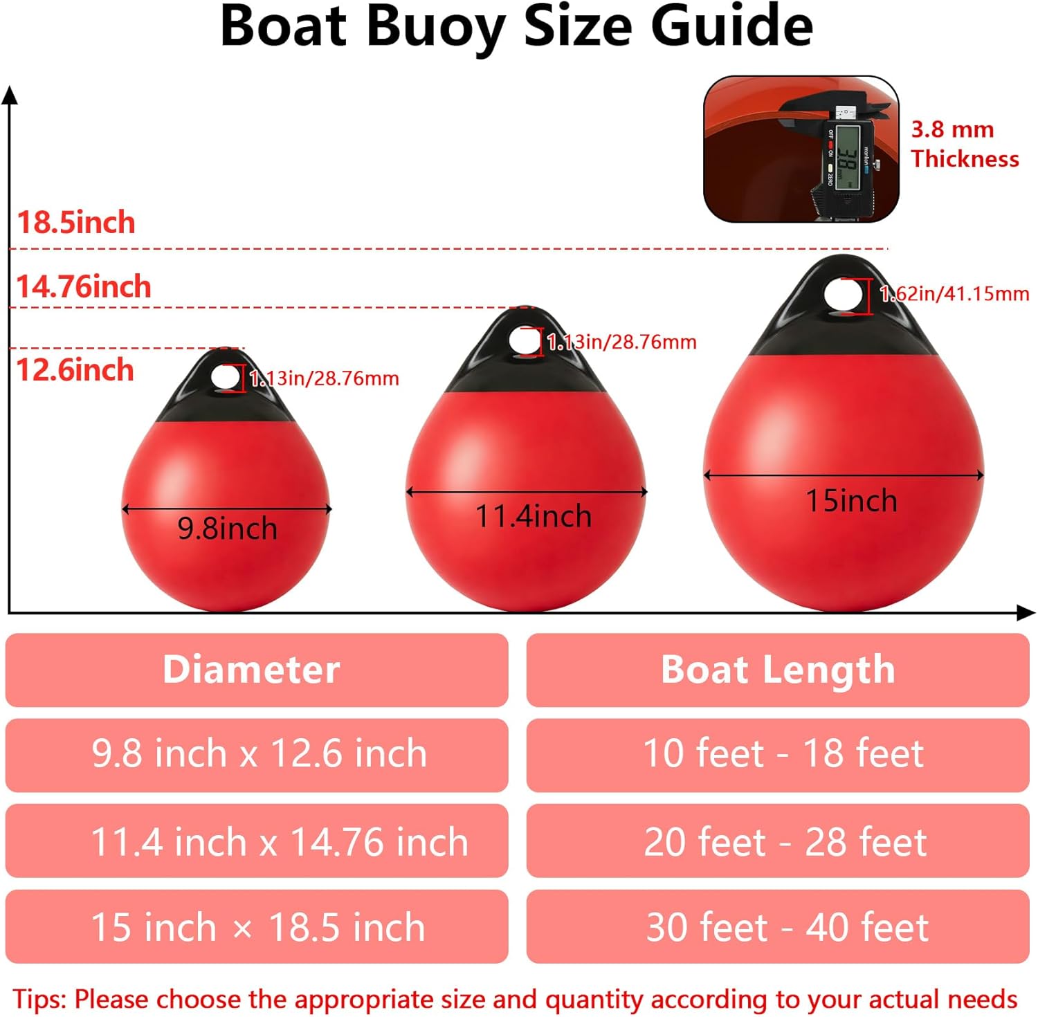 Boat Buoy Balls 10 Inch 12 Inch 15 Inch, Inflatable Mooring Buoys with Pump, Marine-Grade Vinyl Boat Fenders Round with Reinforced Eyelets for 10'-40' Boats Protection Marking Multi Color - 2/4/8 Pack