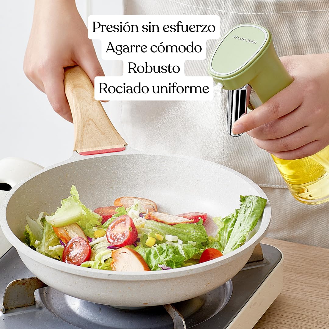 Bottiglia Spray Per Olio 2 In 1 – 470 Ml, Vetro E Acciaio Inox, Ugello Atomizzatore Regolabile, Per Cucina, Friggitrice Ad Aria E Barbecue