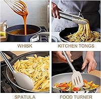 Vista 4 de Kitchen Utensils Set-Umite Chef 34 Pcs Silicone Cooking Utensils Set for Nonstick Cookware-Silicone Spatulas Set, Stainless Steel Handle-Khaki