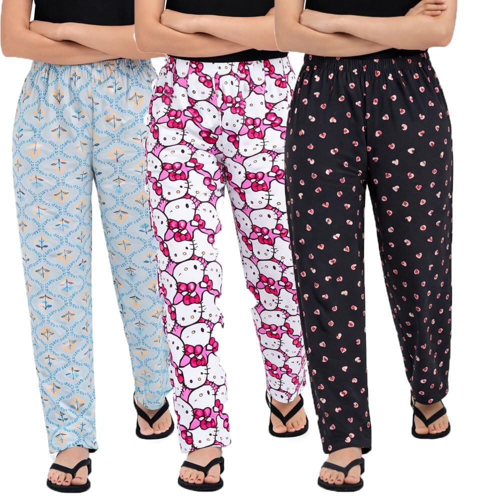 Womens Cotton Pyjama Pant For Women 3Pack (Prints May Vary)-picture-39