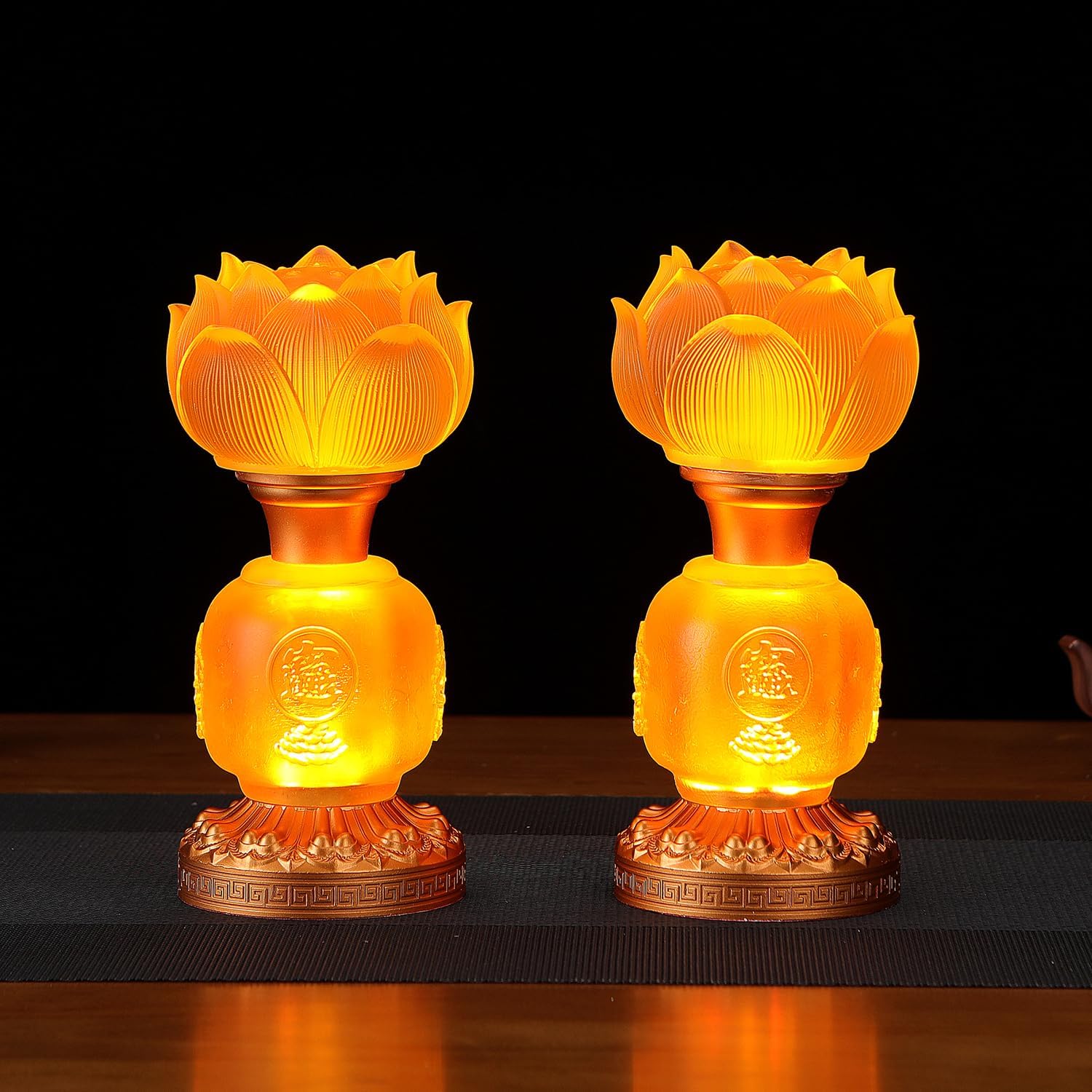 Lotus Buddhist Lamp - Buddha Lamp Light for Buddhist Occasions Supplies Meditation Buddhist Night-Light Desktop Home Decoration Figurine