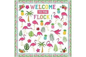 144-Piece Flamingo Cutouts | Tropical Classroom Decor