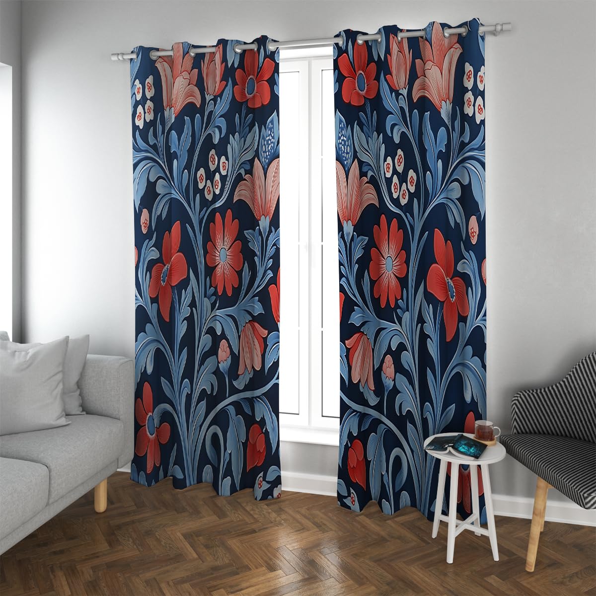 Rideaux occultants thermiquement isolants pour créer un salon vintage chaleureux