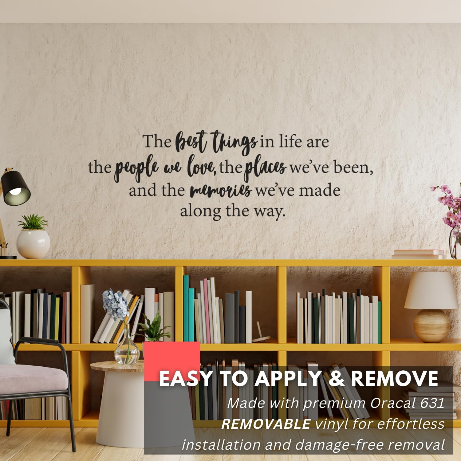 My Vinyl Story - The Best Things in Life Wall Decal - Inspirational Sticker Quote, Affirmation Words and Sayings, Motivational Art for Home Office or Bedroom - Removable Vinyl (White, 48x16 inches)