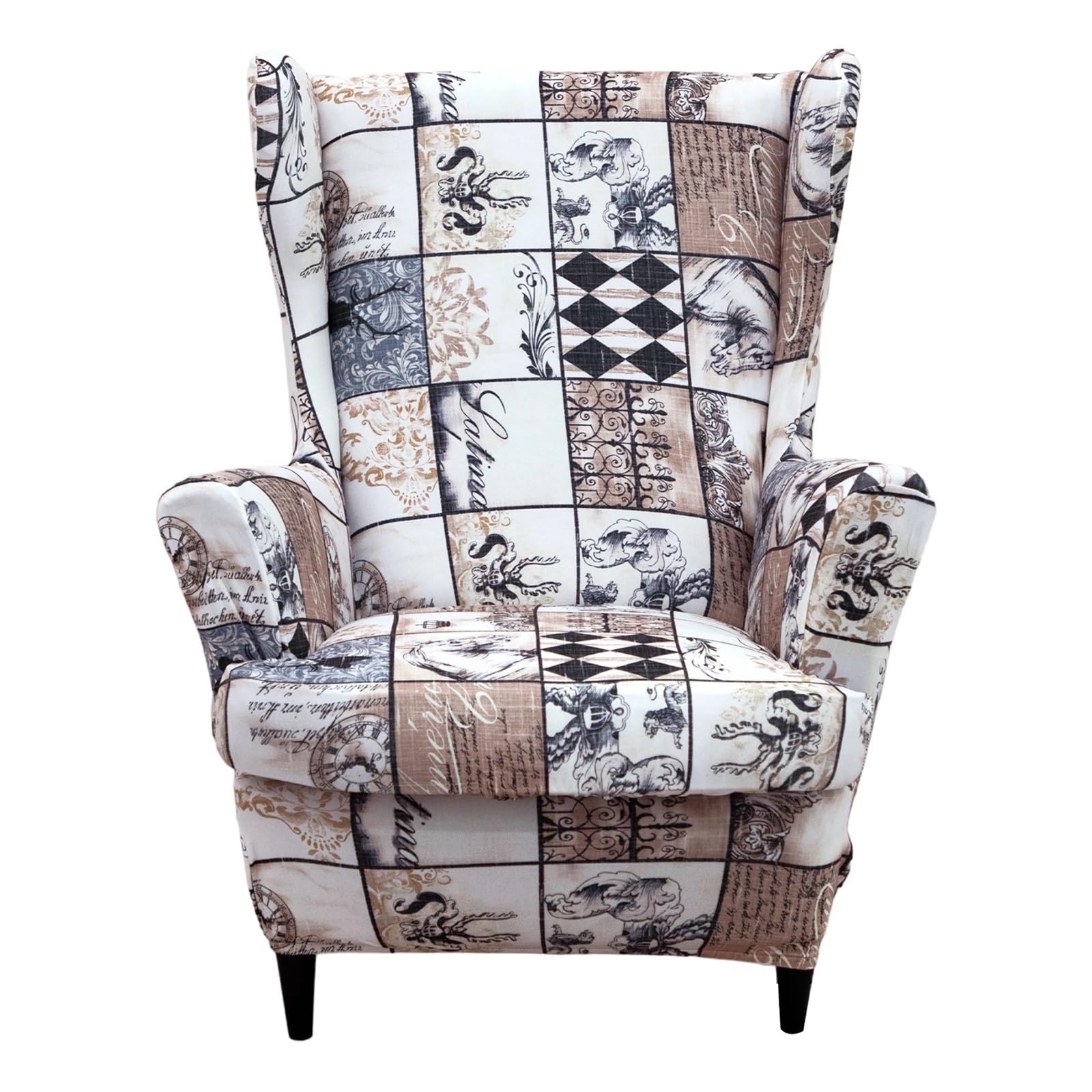 GCYEIDMA Wing Chair Slipcover Stretch Wingback Sofa Slipcover Floral Print Armchair Protector Couch Wing Chair Slipcovers Sloping Arm Back Covers(Color5)