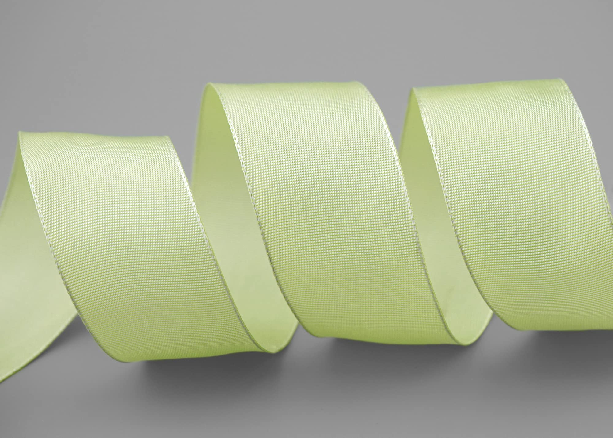 25 m x 40 mm Wired Edge Ribbon LEO Light Yellow Lemon Green (105) Decorative Ribbon with Wired Edges Plain Gift Ribbon Fabric Ribbon Bow Ribbon Visco Wire Made from Renewable Raw Materials - Image 4